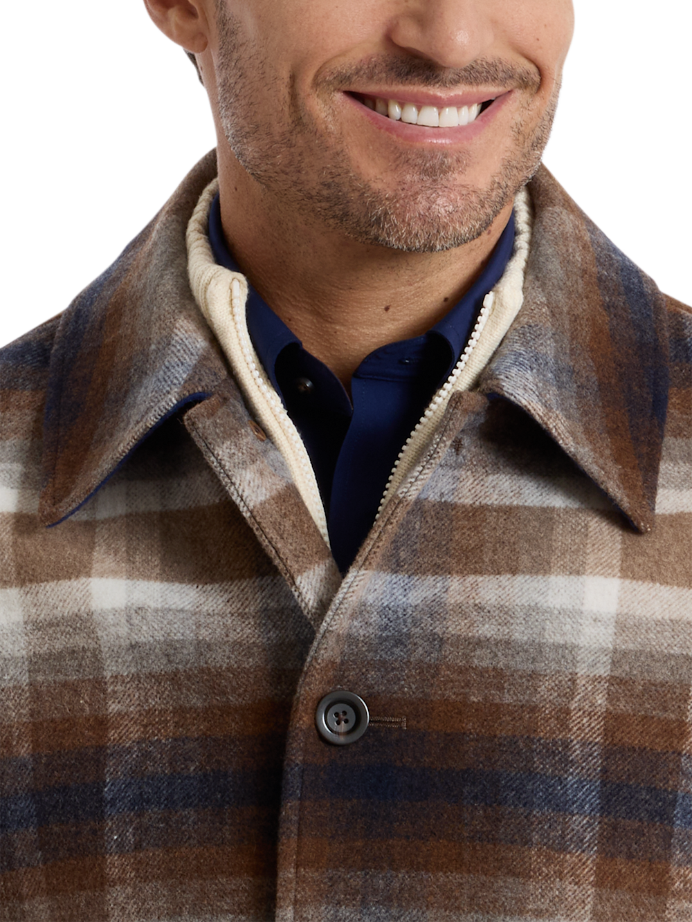 Alternate Shot of Men's blue/tan  Outerwear  - 6