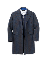 Herringbone Topcoat With Removable Bib - Blue Multi