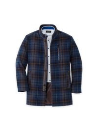 Plaid Carcoat - Navy