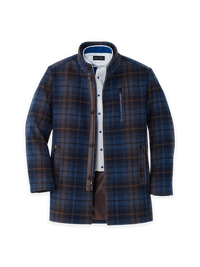 Plaid Carcoat - Navy