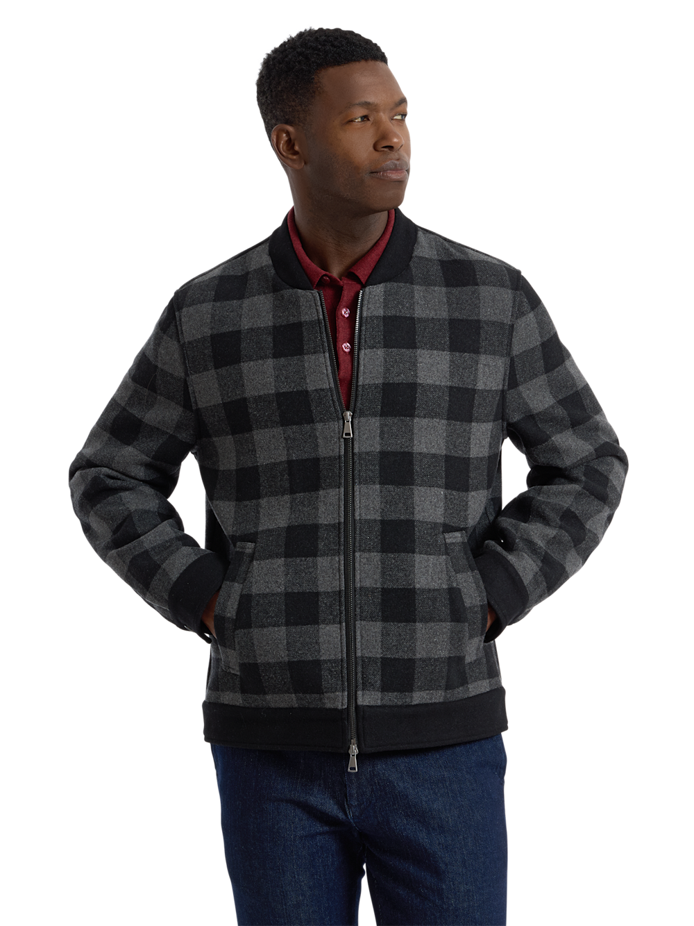 Alternate Shot of Men's black/grey  Outerwear  - 2