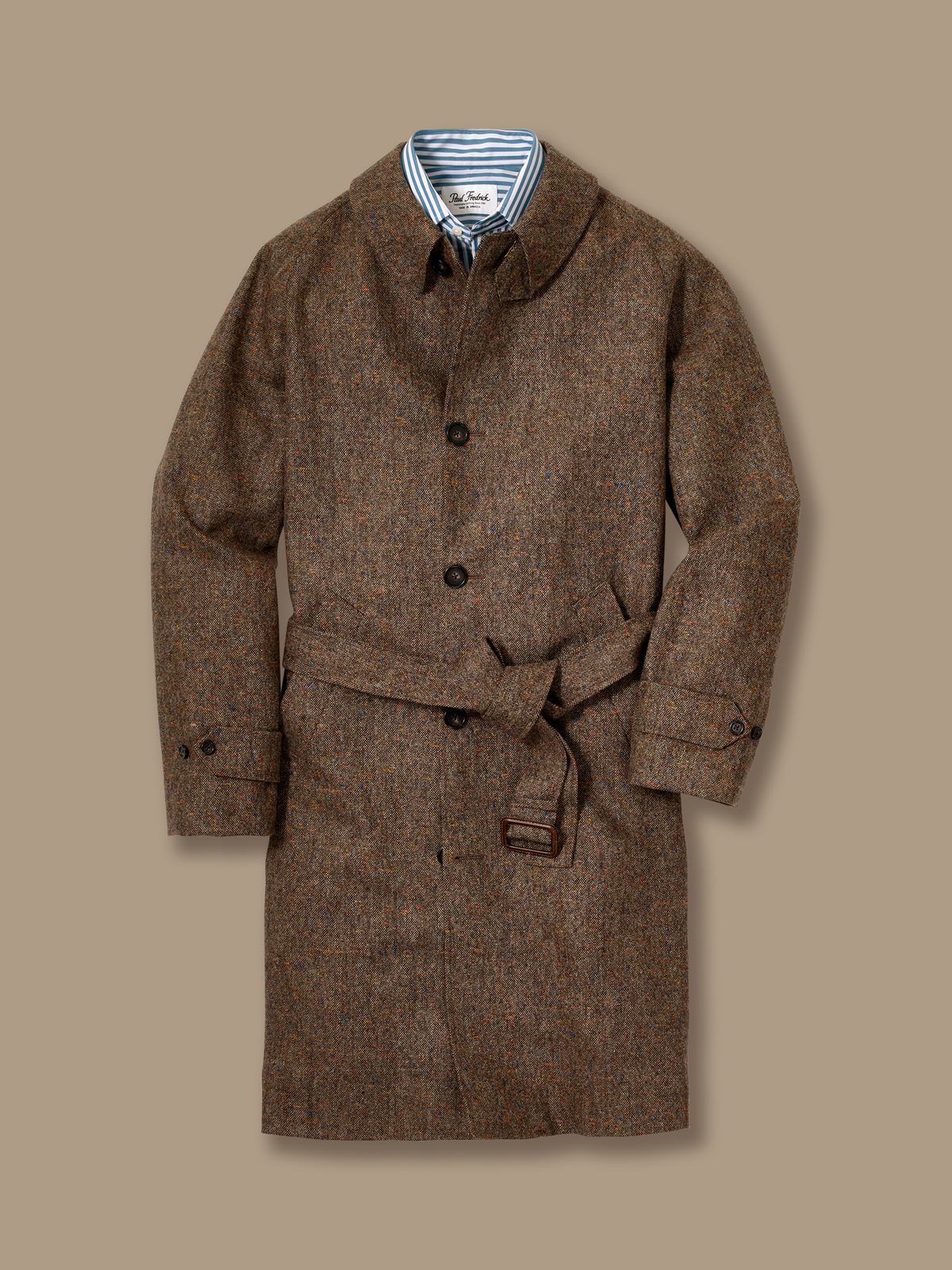 Donegal Trench Coat - Brown Multi
