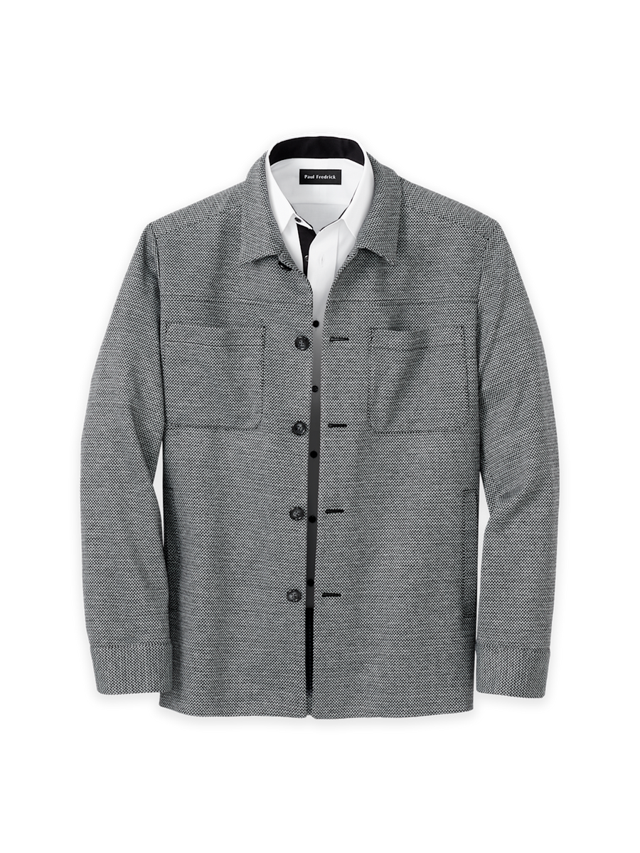 Herringbone Shirt Jacket - Black – Paul Fredrick