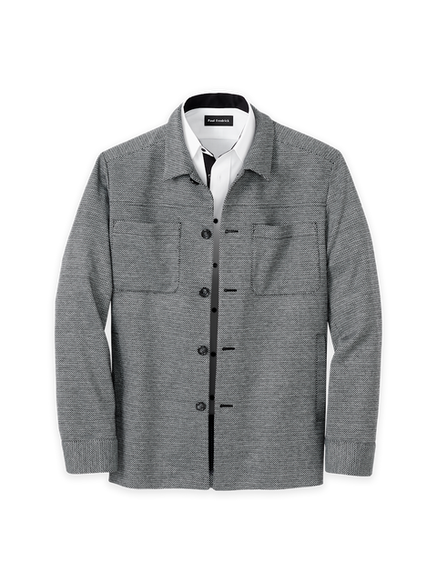 Herringbone Shirt Jacket - Black – Paul Fredrick