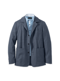 Wool Sharkskin Shirt Jacket - Blue